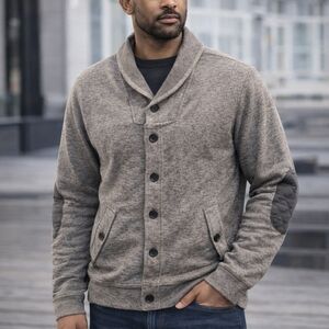 H&M Cardigan Men's L grey with padded elbow patch